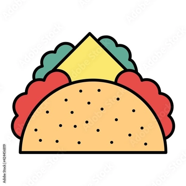 Fototapeta Vector Taco Outline Icon Design
