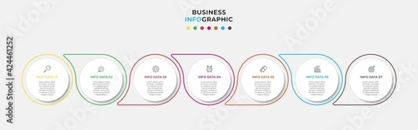 Fototapeta Vector Infographic design business template with icons and 7 options or steps. Can be used for process diagram, presentations, workflow layout, banner, flow chart, info graph