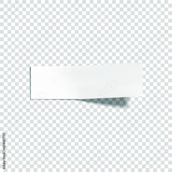 Fototapeta Vector Rectangular Shaped Adhesive Paper, Blank White Template Isolated on Light Transparent Background.

