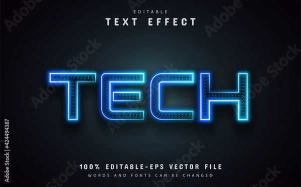Fototapeta Tech neon text effect