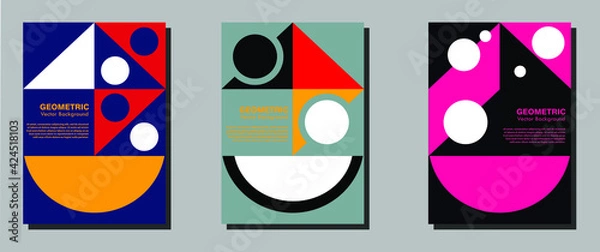 Obraz New Swiss retro poster with geometric shapes premium vektor 