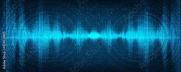 Obraz Equalizer Sound Wave on technology background,earthquake wave concept,design for music studio and science,Vector Illustration.