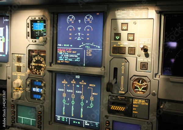 Obraz detailed view on jet cockpit