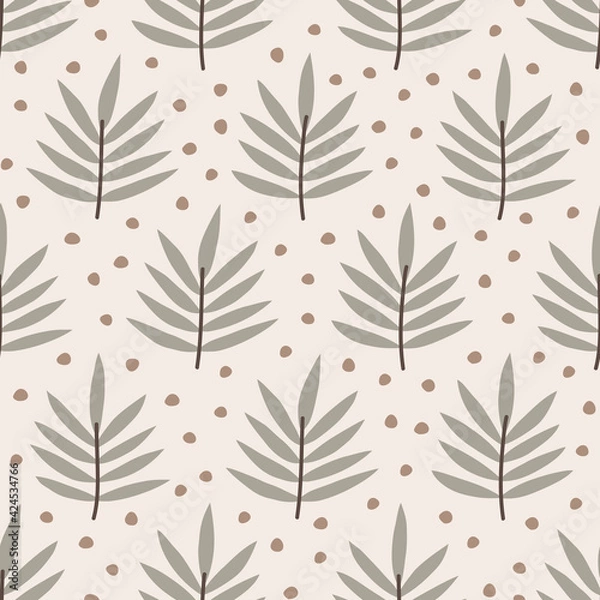 Obraz Abstract seamless pattern with leaves and geometric shapes