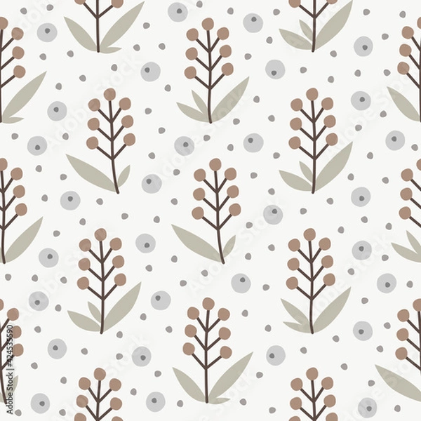 Obraz Abstract seamless pattern with leaves and geometric shapes