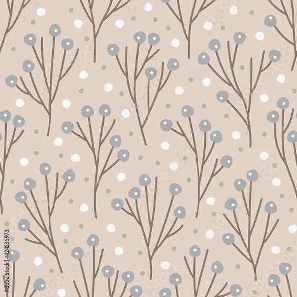 Obraz Abstract seamless pattern with leaves and geometric shapes