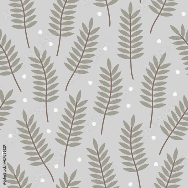 Obraz Abstract seamless pattern with leaves and geometric shapes