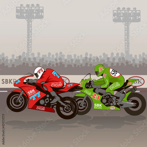 Fototapeta Two vector motorcyclists