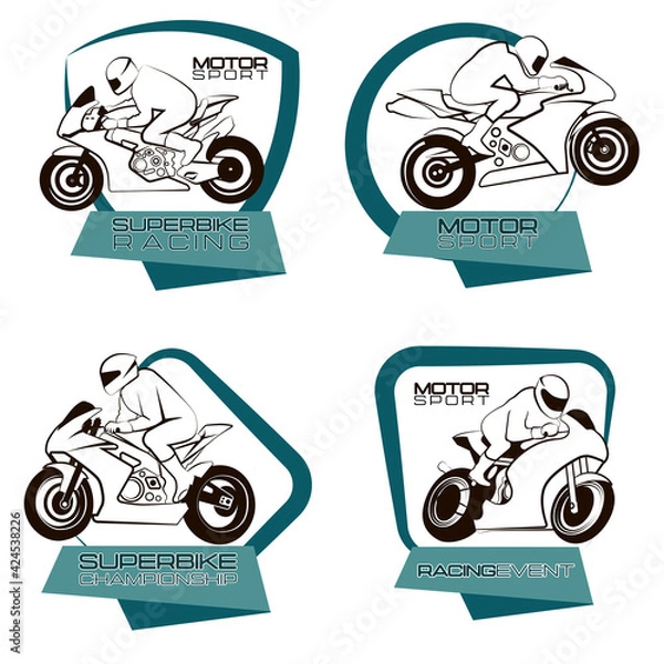 Fototapeta Vector emblems with motorcycles