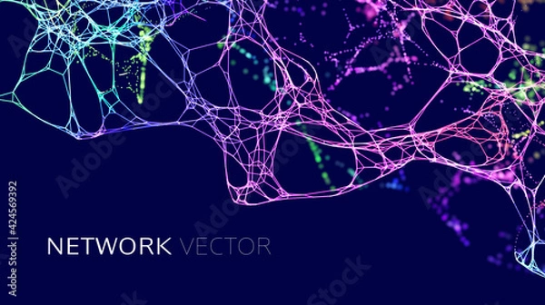 Fototapeta Neuron network background. Data science technology vector background. Neural network AI data IOT.