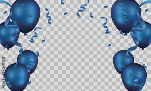 Obraz blue balloons, vector illustration. Celebration transparent background template
