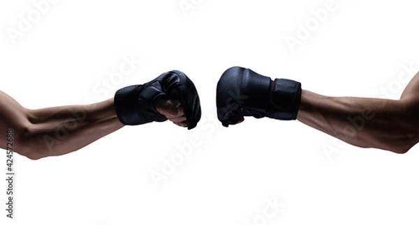 Fototapeta Mma fight, close up of two fists hitting each