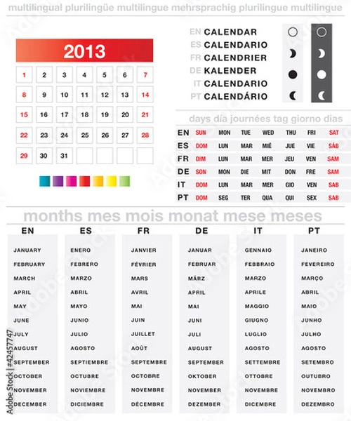 Fototapeta Multilingual calendar builder