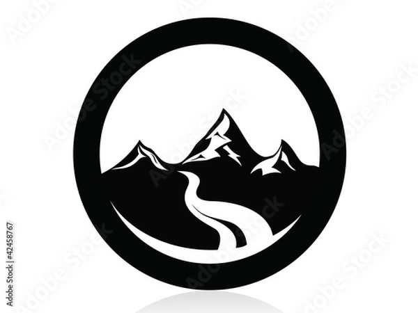 Fototapeta Mountain peaks in circle logo,icon,sign,vector