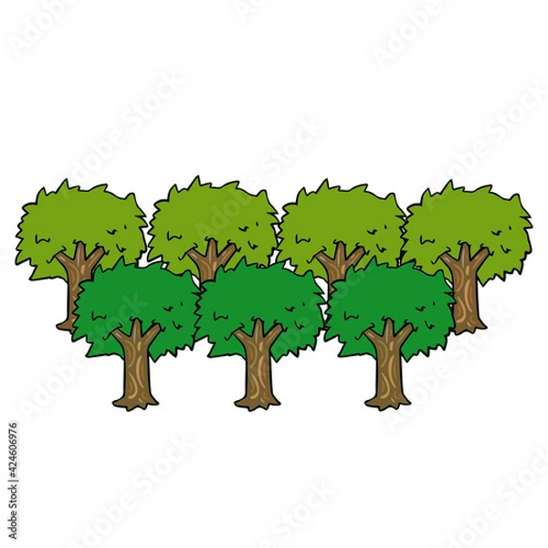 Fototapeta 連なる木のイラスト