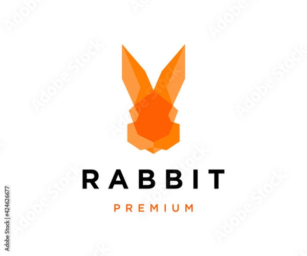 Obraz Rabbit head overlap overlay geometric logo icon vector illustration