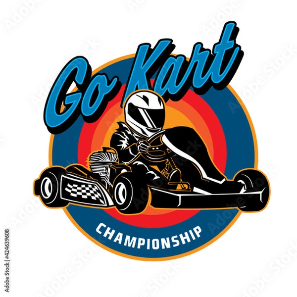 Fototapeta Go kart racing vector illustration, perfect for t shirt design