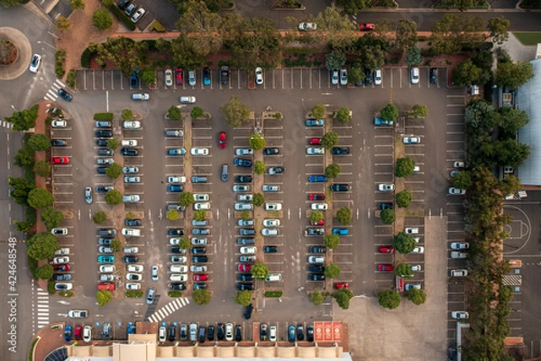 Obraz Top down aerial view of a car park, Australia.