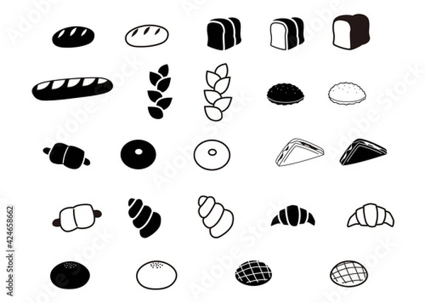 Obraz 色々なパンセット（白黒）