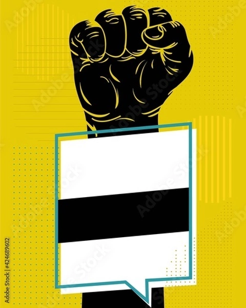 Fototapeta a poster designed in the form of a clenched hand symbol