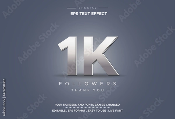 Fototapeta Editable text style 1K number effect