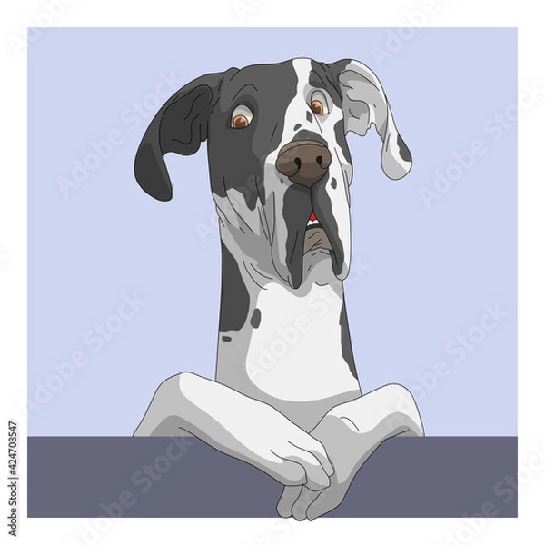 Obraz Dog Great Dane suspect face minimal drawing style