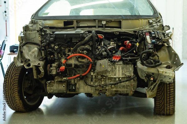 Obraz Inside the bonnet of a hybrid electric car