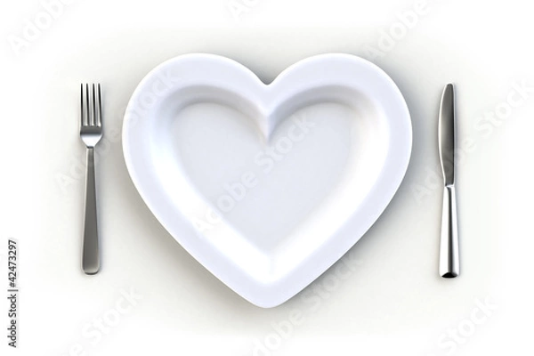 Obraz Teller Herzform Tisch Gedeck