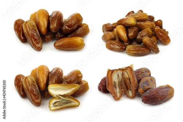 Obraz date fruit and some opened ones on a white background