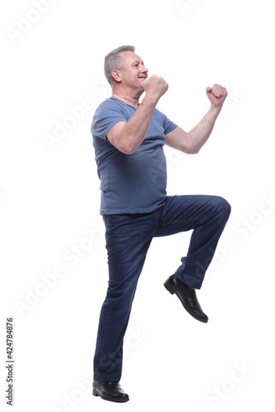 Fototapeta Handsome casual man showing excitement and yes expression