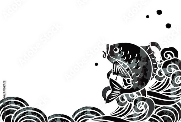 Obraz 高波と魚のベクターイラスト素材