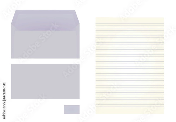 Fototapeta Paper letter, envelope and memo. vector.
