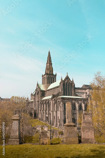 Obraz View of the Cathedral of Glasgow (High Kirk) from the Necropolis