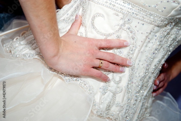 Fototapeta Bride's hands on hips