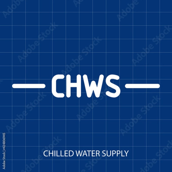 Obraz CHILLED WATER SUPPLY VECTOR SYMBOL OF PUMPING SYSTEM MECHANICAL SYSTEM