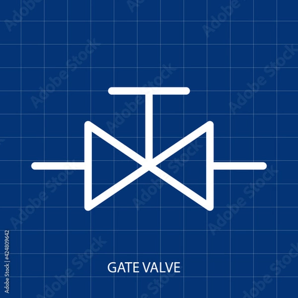 Fototapeta GATE VALVE VECTOR SYMBOL OF PUMPING SYSTEM MECHANICAL SYSTEM
