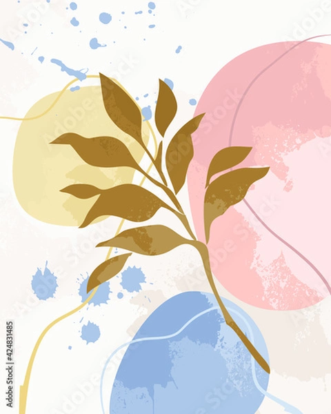 Fototapeta illustration vector EPS 10 print hand draw painted abstract shapes geometry contemporary aesthetic boho mid century modern art Scandinavian nordic design style
