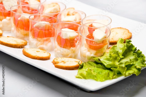 Obraz Baked rolls - cherry tomatoes & mozzarella