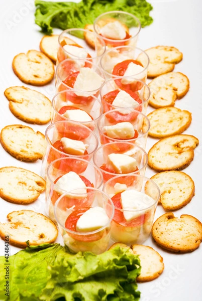 Obraz Baked rolls - cherry tomatoes & mozzarella