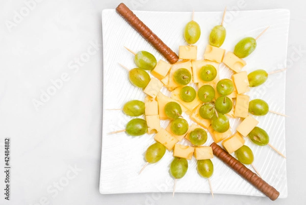Fototapeta Grape and cheese