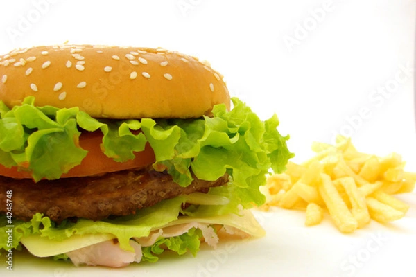 Obraz Hamburger and fris composition