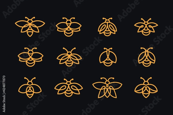 Fototapeta Firefly logo collection with line art style