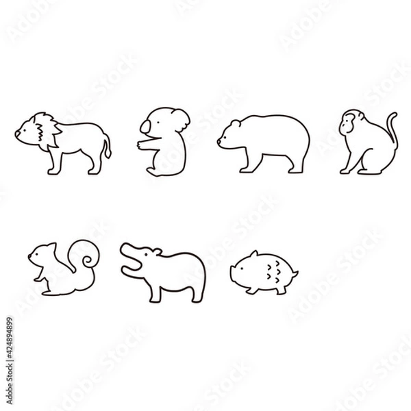 Obraz 動物線画セット2