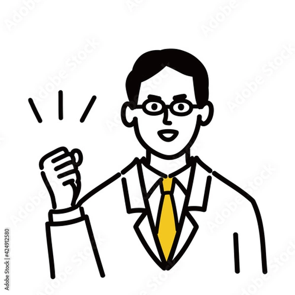 Fototapeta 医師　医者　男性　ポップ　ガッツポーズ　医療　表情
