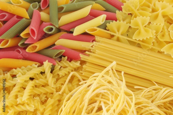 Obraz Many types of pasta composition