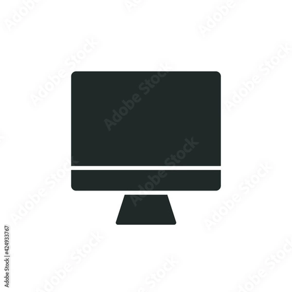 Fototapeta Monitor glyph icon. Simple solid style. Screen, tv, desktop computer display concept. Vector illustration isolated on white background. EPS 10.