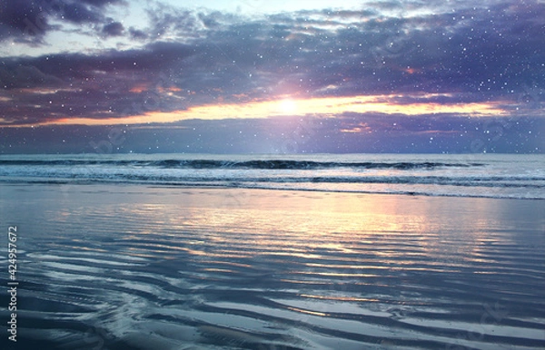 Fototapeta Mar con cielo estrellado