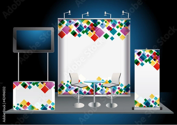 Fototapeta Vector Blank trade exhibition stand and counter display