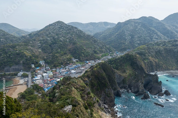 Fototapeta 西伊豆松崎町の烏帽子山山頂からの風景　千貫門方面