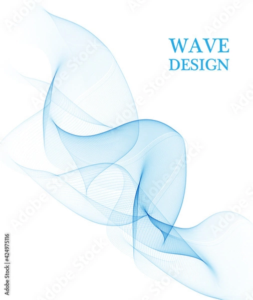 Fototapeta Abstract vector background, transparent waved lines for brochure, website, flyer design. Blue wave.